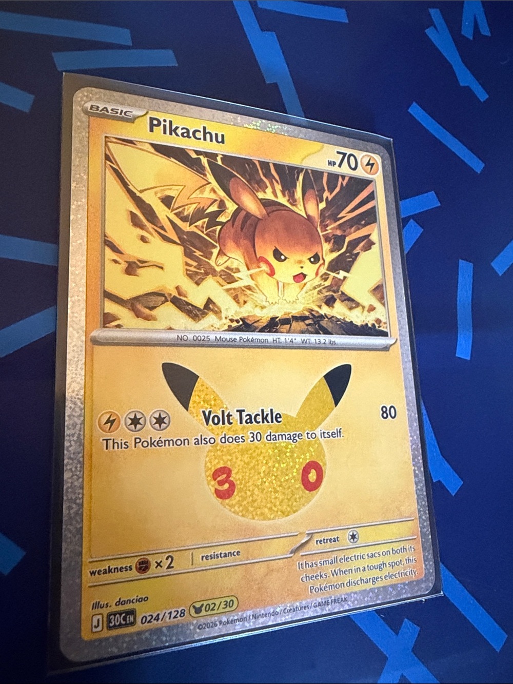 Pikachu Holographic Trading Card New release 30th edition